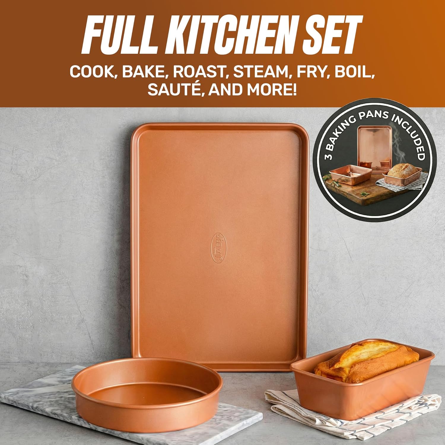 Thumbnail 5 de GOTHAM STEEL 20 Pc Ceramic Cookware Set: Nonstick Copper Ceramic, Bakeware, and Accessories