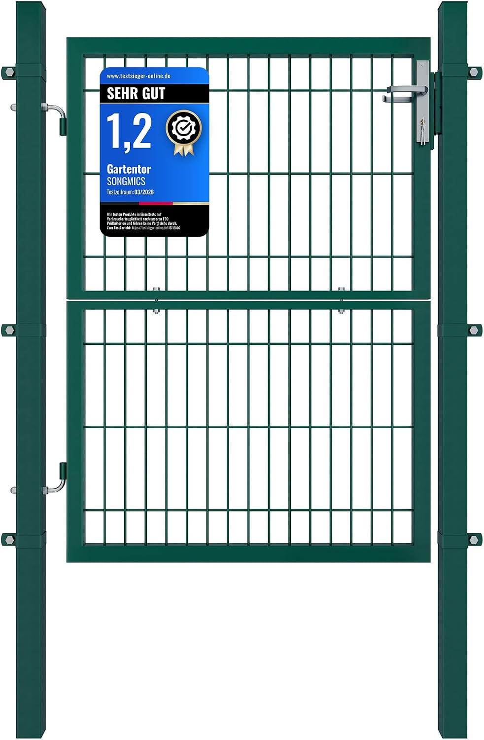 Detalle de SONGMICS abschließbares Gartentor aus verzinktem Stahl, 106 x 125 cm (B x H) – grün GGD175L