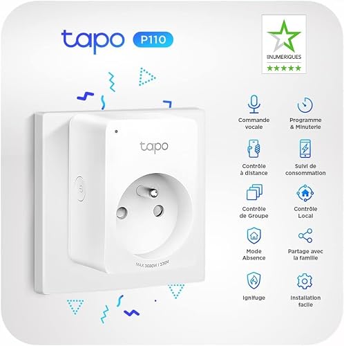 Detalle de Tapo Prise Connectée WiFi 16A Type E — Suivi de consommation et compatibilité Alexa/Google Home
