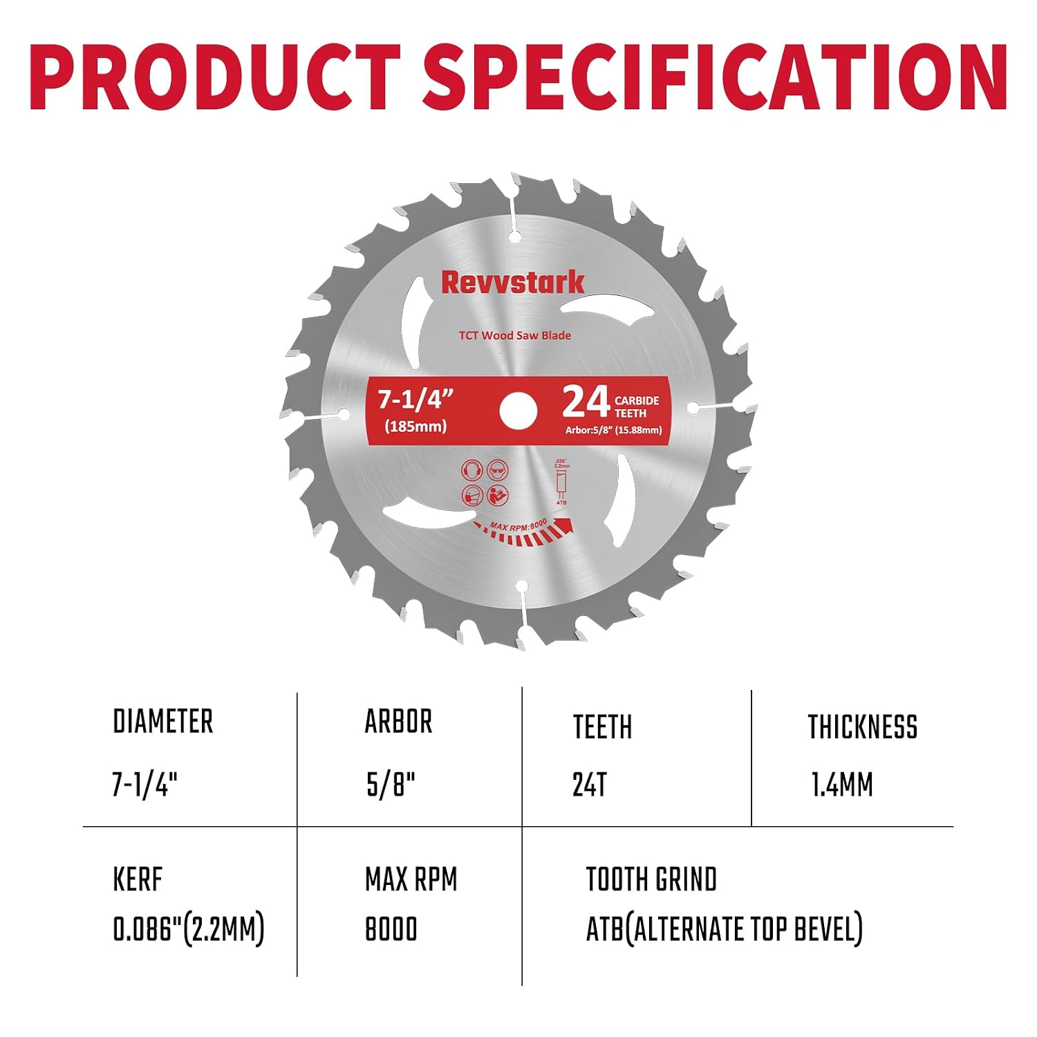 Detalle 2 de Revvstark RE-007-10 7-1/4-Inch 24-Tooth Circular Saw Blades, 5/8-Inch Arbor