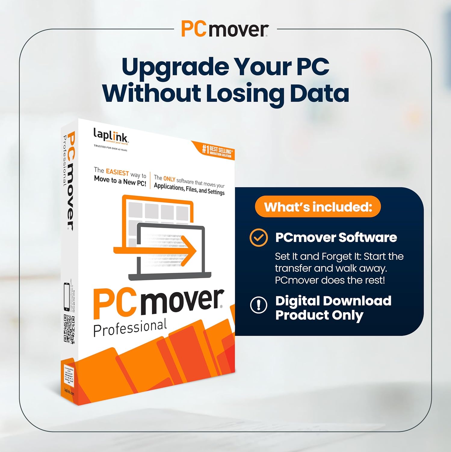 Detalle de Laplink PCmover Professional — Move Your Applications, Files, and Settings to a New PC (1 Use License)
