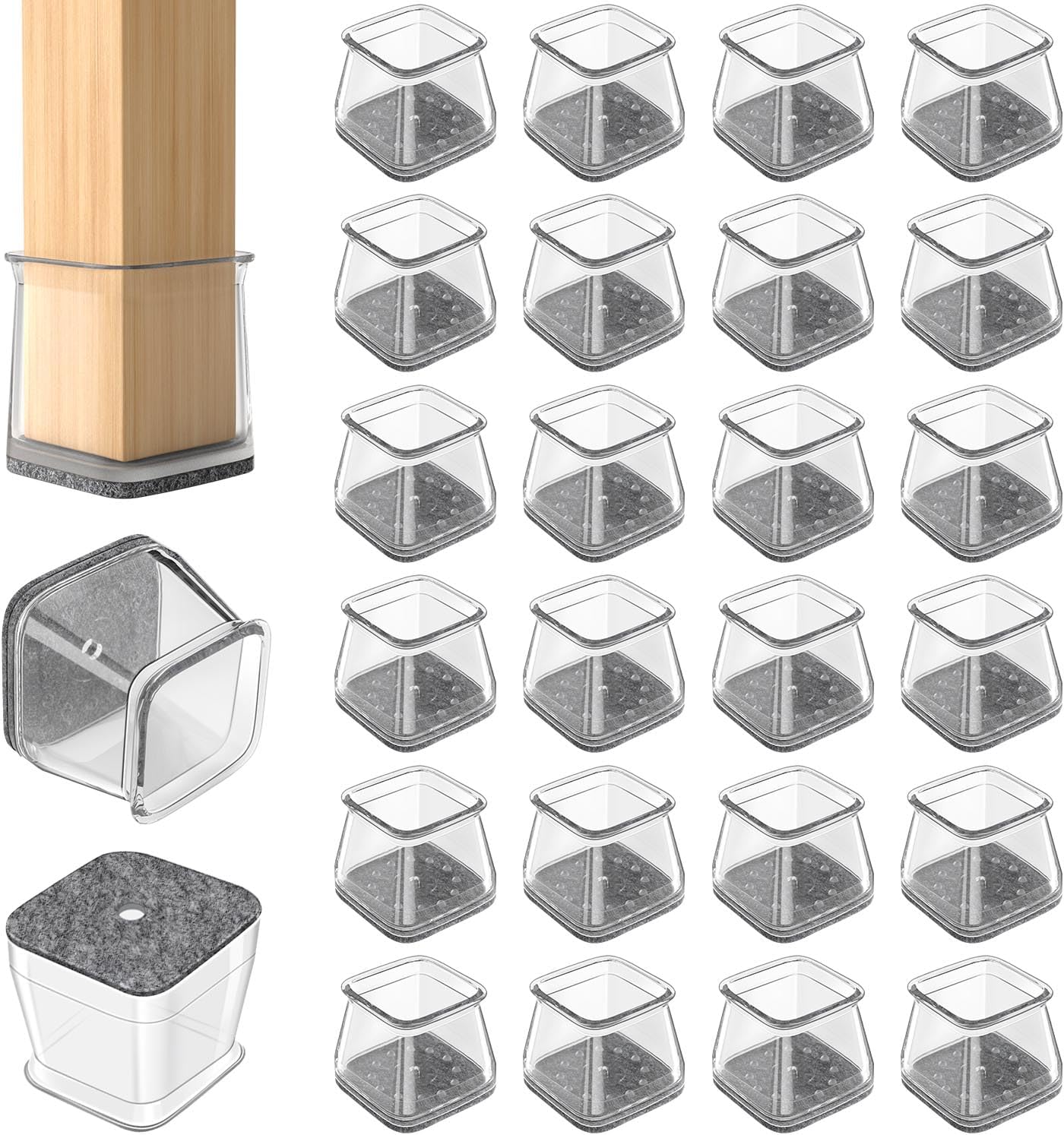 Thumbnail 6 de 24 Pcs Chair Leg Floor Protectors: Felt Pads and Sliders for Hardwood, Tile & Laminate Floors