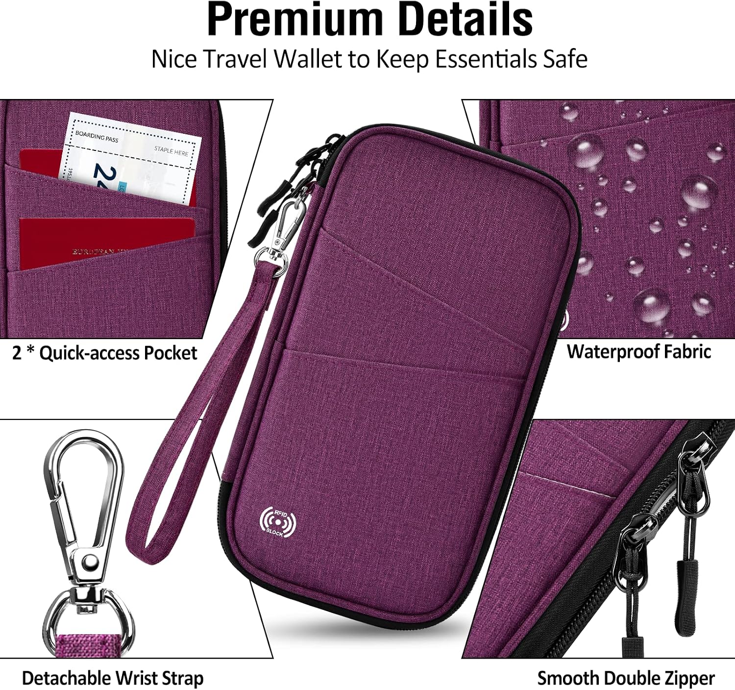 Thumbnail 3 de LUROON Passport Holder RFID 5 pockets