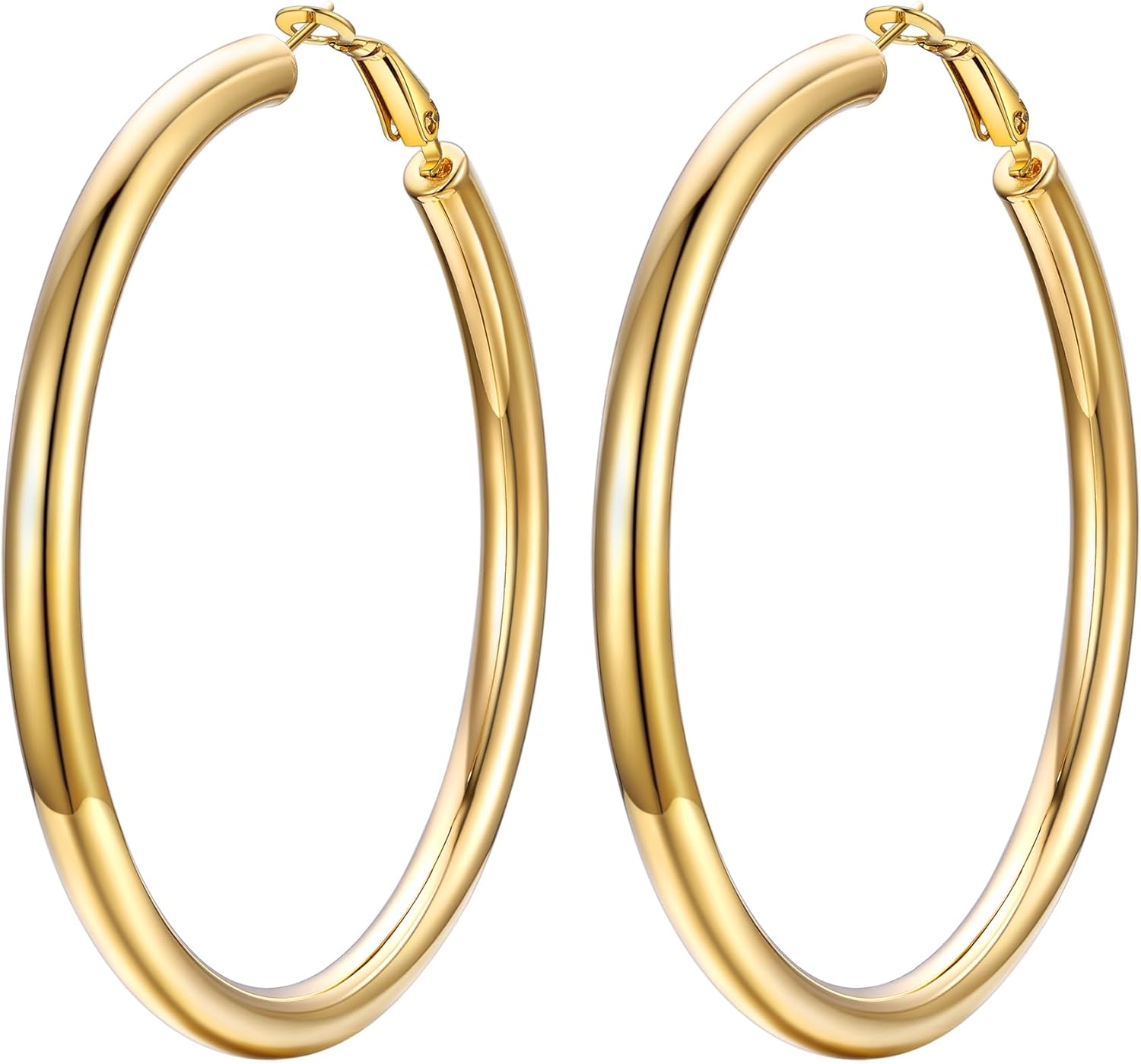 Thumbnail 1 de PROSTEEL orecchini a cerchio in acciaio 316L tono oro oversize 30/40/60/80 mm