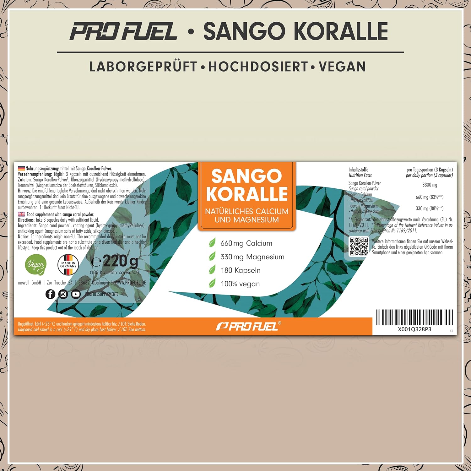 Detalle 2 de Sango Meereskoralle 180 Kapseln Calcium und Magnesium