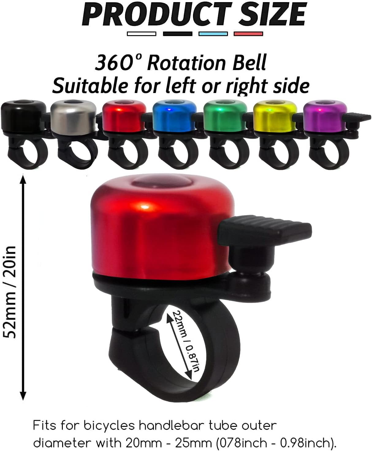 Detalle de KOCOVIMI Bike Bell – compact, crisp loud bicycle bell for road and mountain bikes