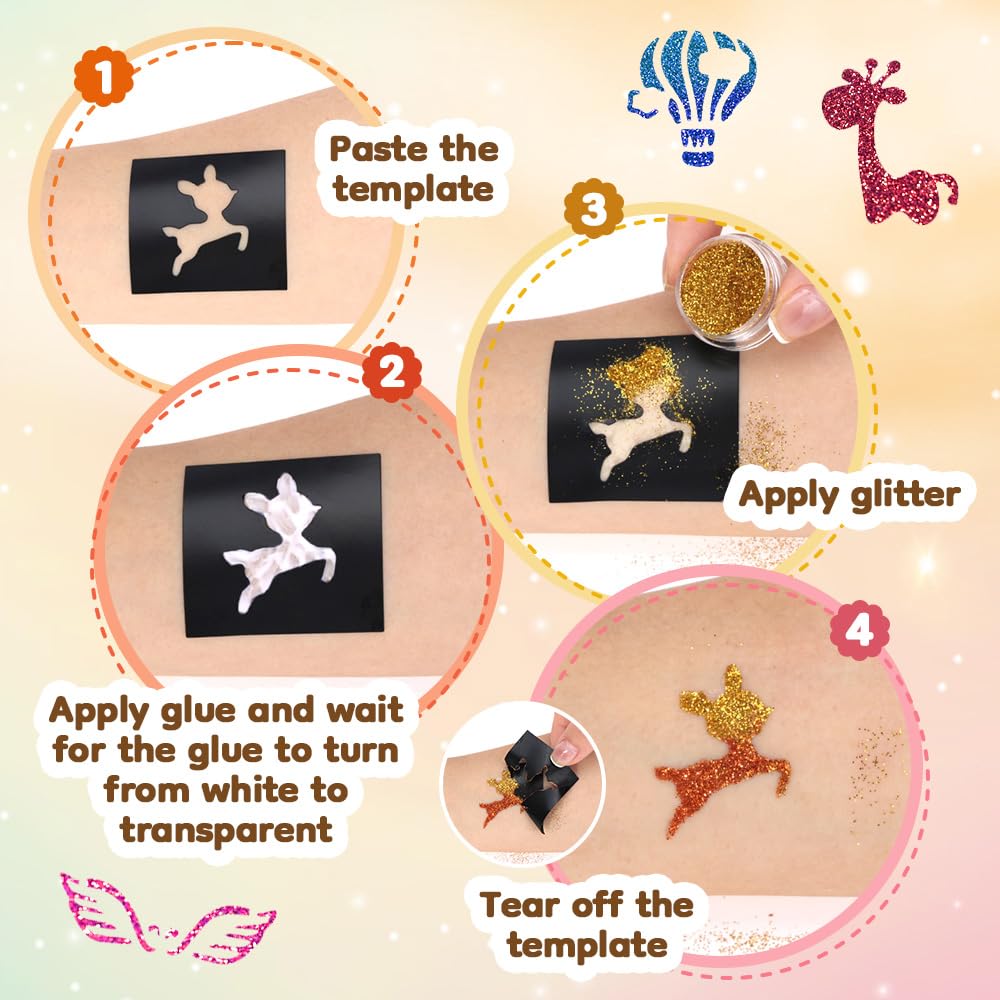 Thumbnail 4 de Bledras Glitzer Tattoo Set Kinder 178 Schablonen