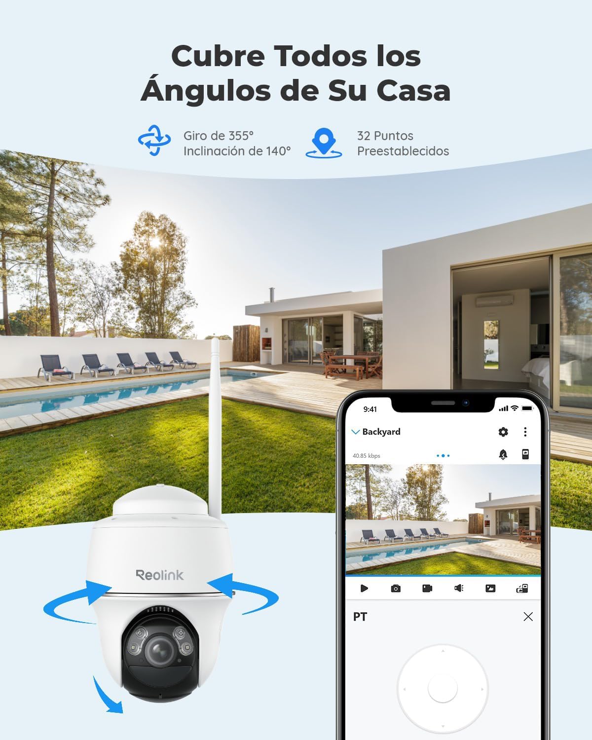 Detalle de Reolink Argus PT 5MP Cámara 360°