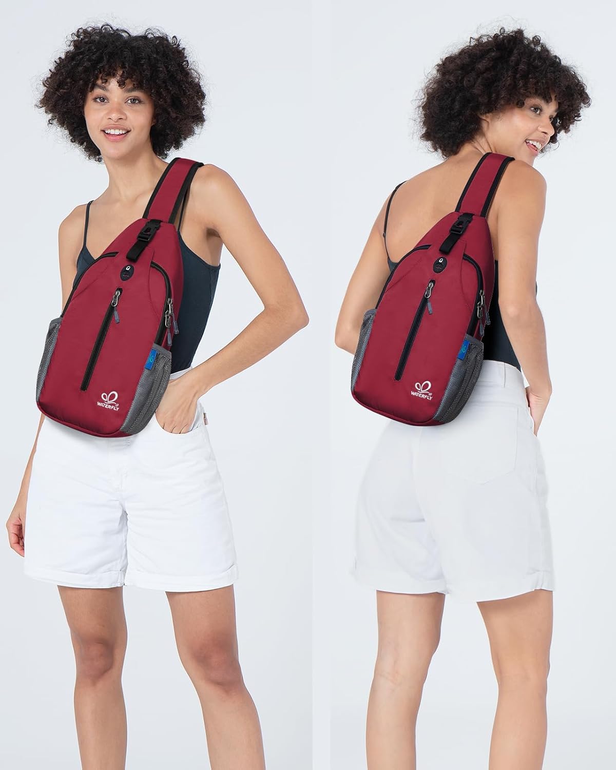 Thumbnail 1 de WATERFLY Crossbody Sling Backpack Sling Bag Travel Hiking Chest Bag Daypack (Dark Red)