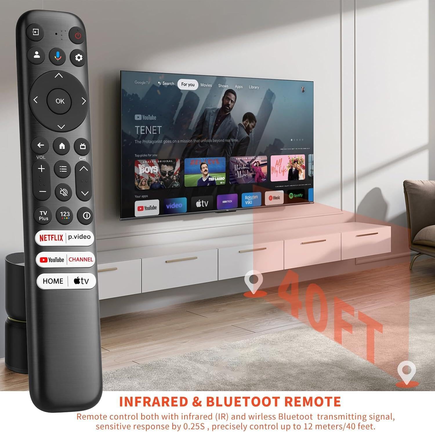Detalle de Angrox RC813 Replacement Voice Remote for TCL Google TV, 6 App Shortcuts