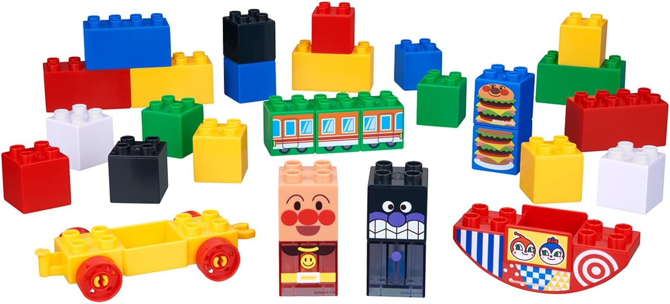 Detalle de BANDAI BlockLabo それいけ!アンパンマン 1才からのブロックバケツ 30ピース・音遊び付き