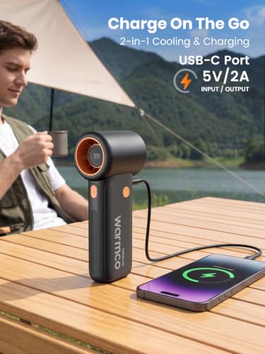 Detalle de Warmco 10000mAh Turbo Portable Handheld Fan (H3) – Practical cooling for travel and office