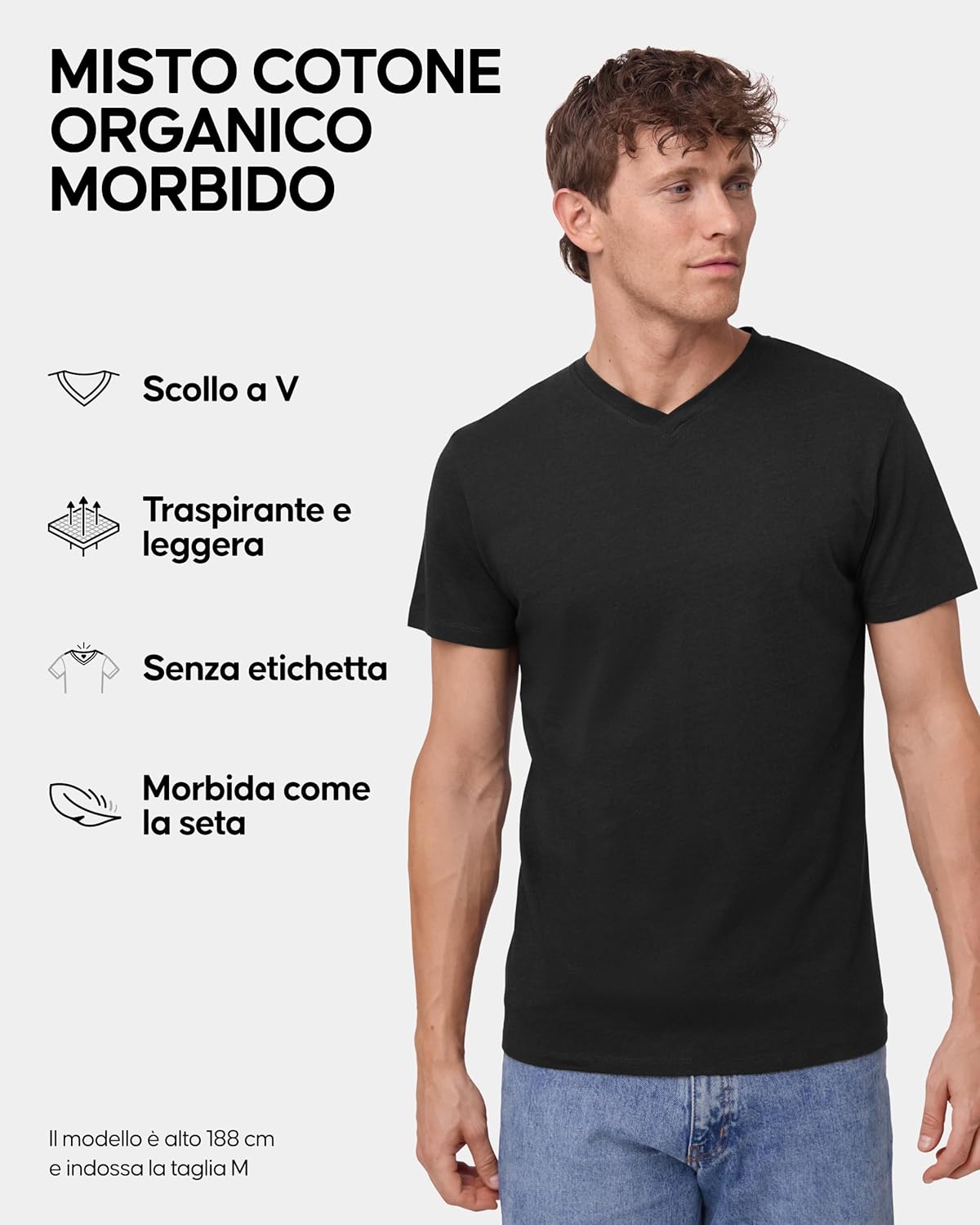 Thumbnail 1 de DANISH ENDURANCE T-Shirt Uomo Cotone e Modal – Maglietta senza etichetta, scollo a V, 1–4 pezzi