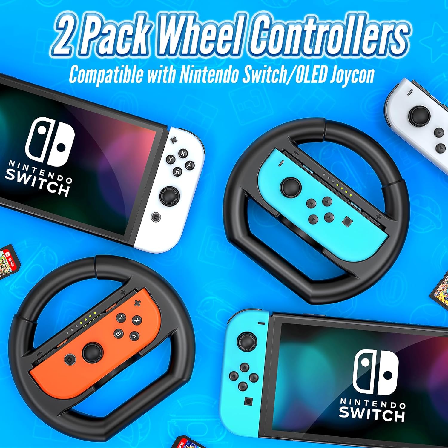 Thumbnail 1 de Shadowin 2 Packs Steering Wheels for Nintendo Switch & OLED Controller