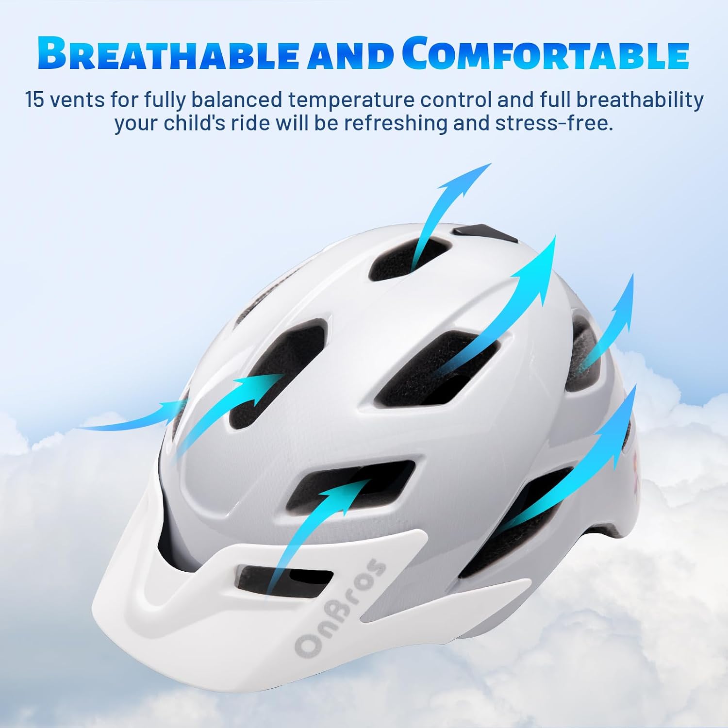 Detalle de OnBros Kinderfahrradhelm mit Visier (CE EN1078), 50–57 cm – für Mädchen und Jungen 5–13 Jahre