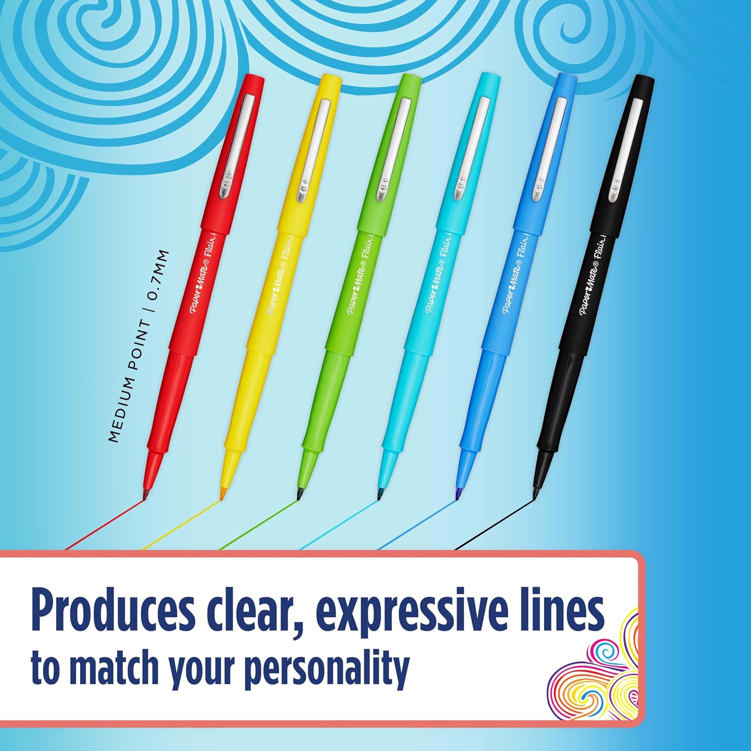 Detalle de Paper Mate Flair Felt Tip Pens (0.7 mm) – Medium Point Retro Assorted Set, 16 Count