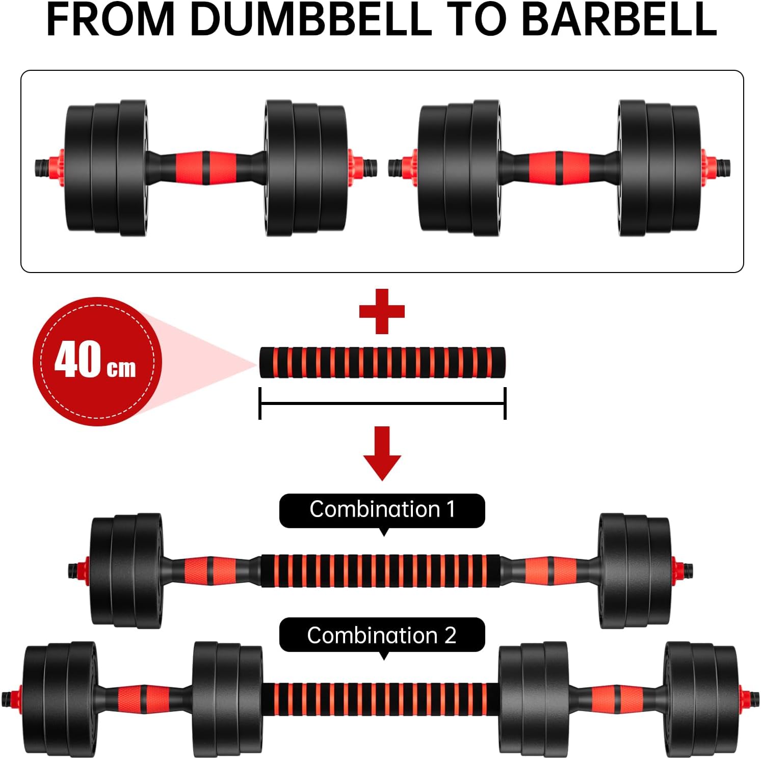 Detalle 1 de BCBIG Adjustable Dumbbells for Home Gym ๐๏ธโ