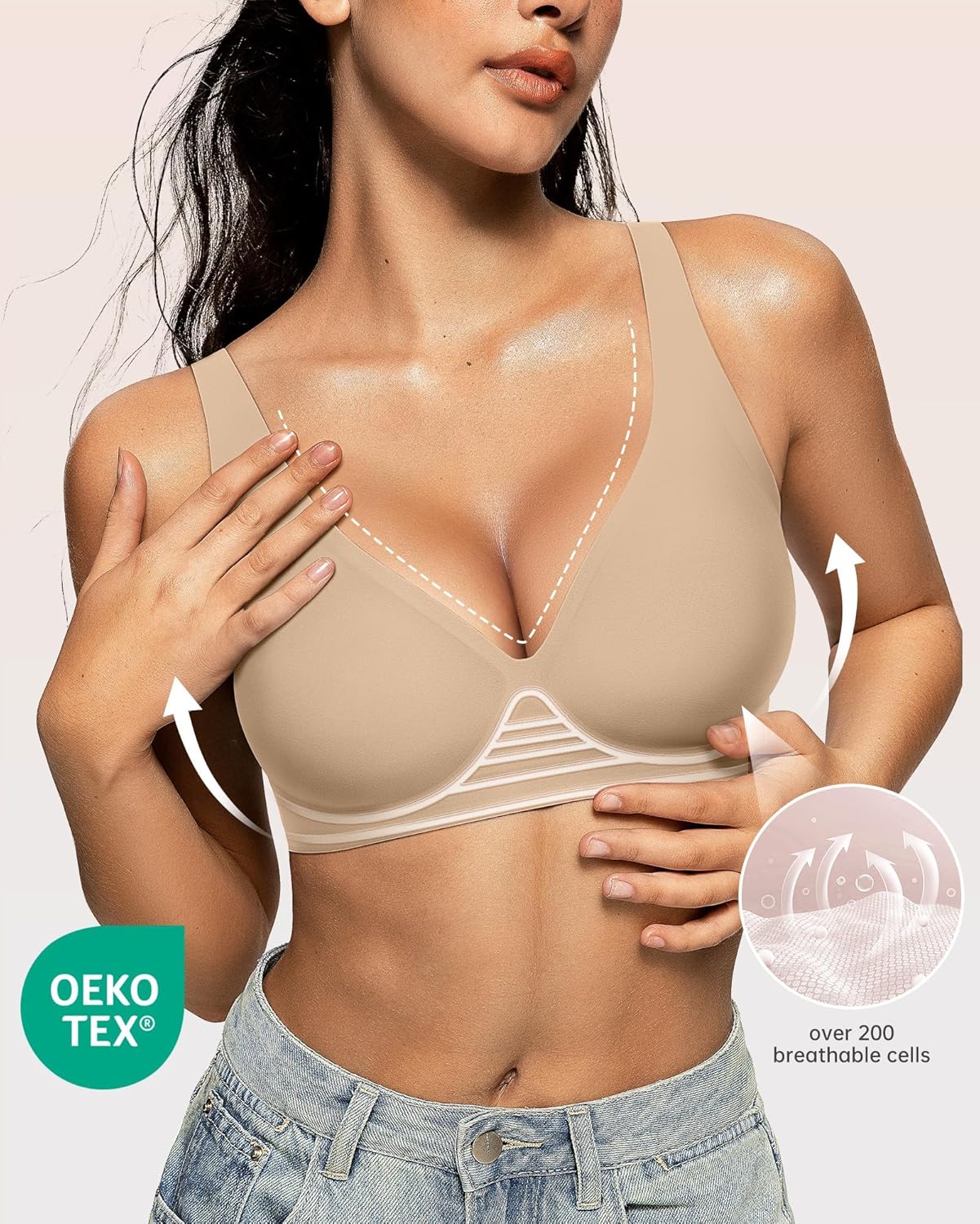 Thumbnail 1 de OEAK Deep V Wireless Bra for Women (No-Wire, Seamless Lift & Support)