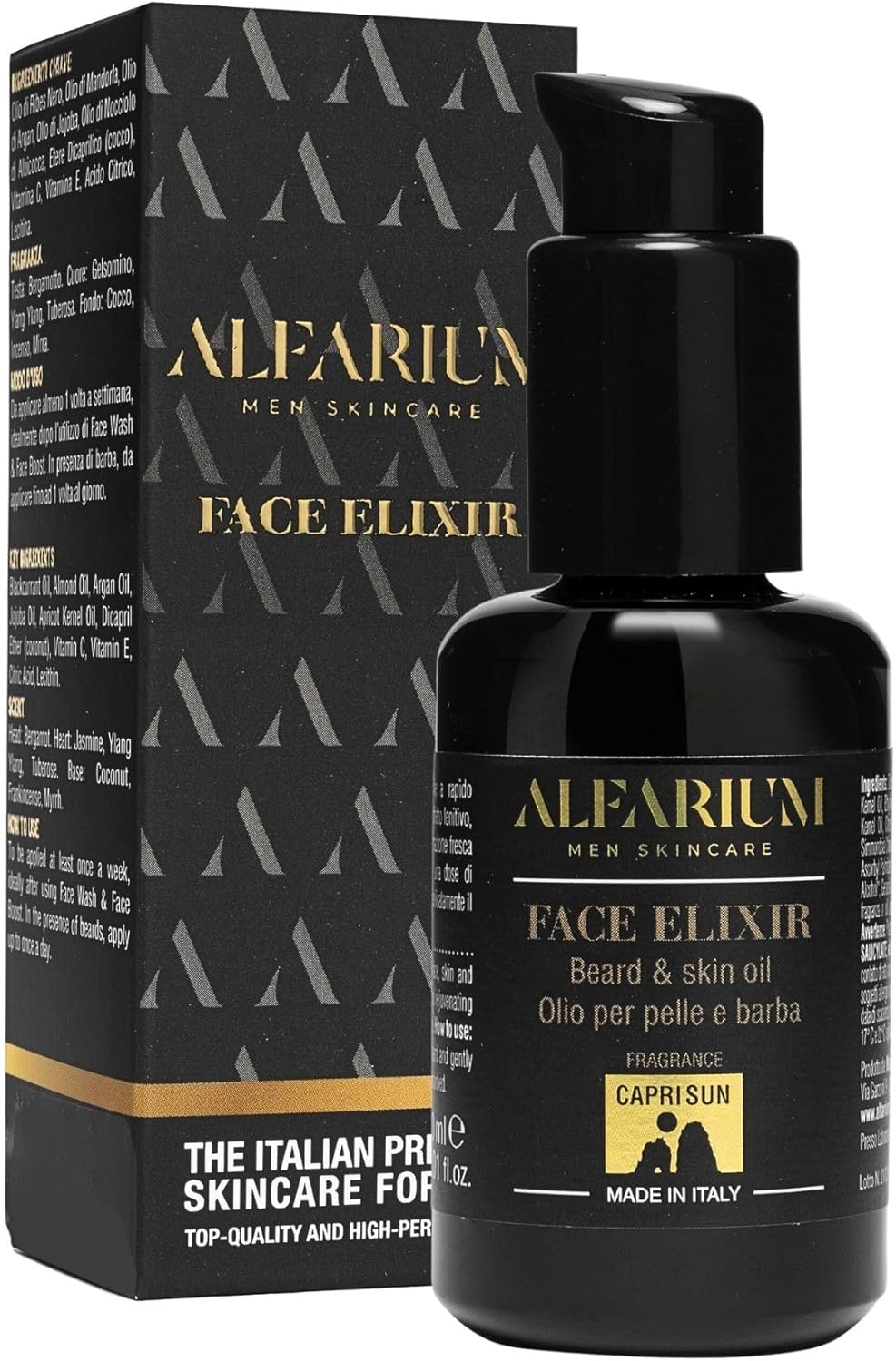 Detalle de Alfarium Olio Barba Uomo & Balsamo Barba con Retinolo e Oli Naturali – Morbidezza leggera, pelle confortevole