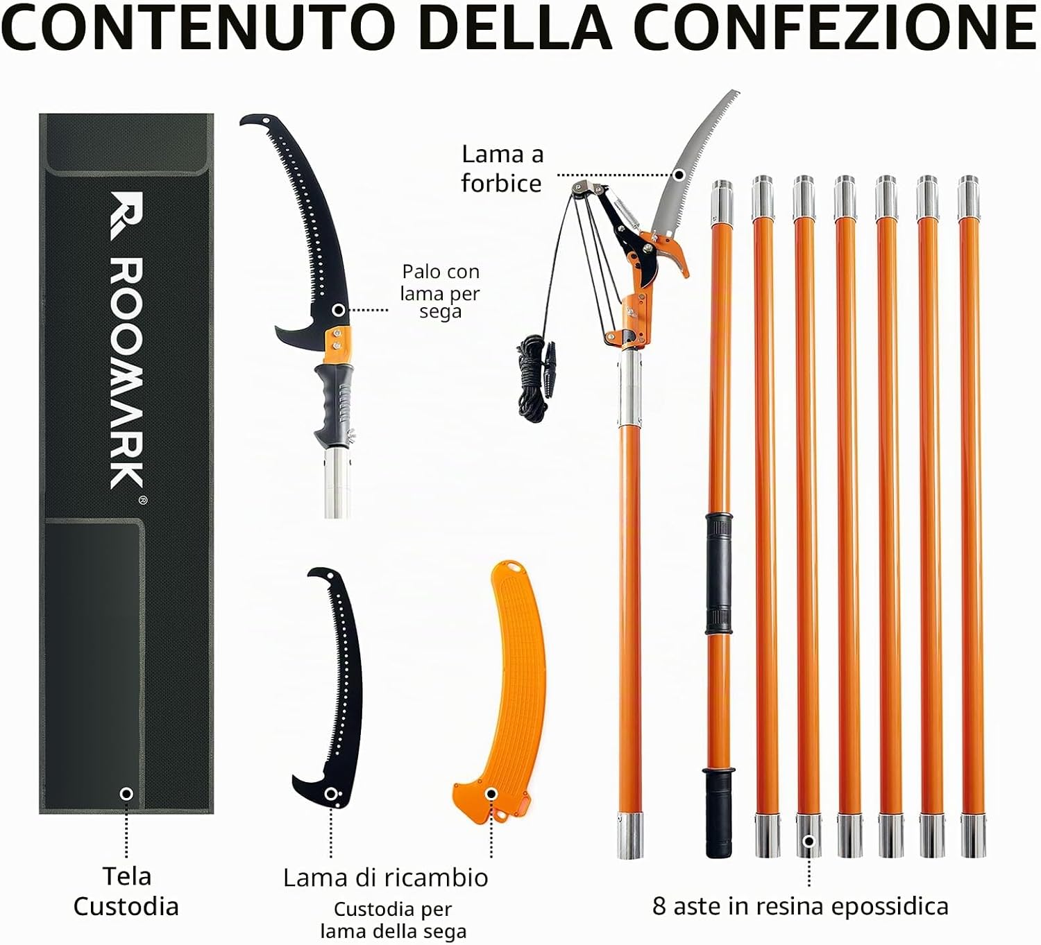 Thumbnail 1 de Roomark Cesoie telescopiche da 2-8 m: potatura sicura e versatile per giardino