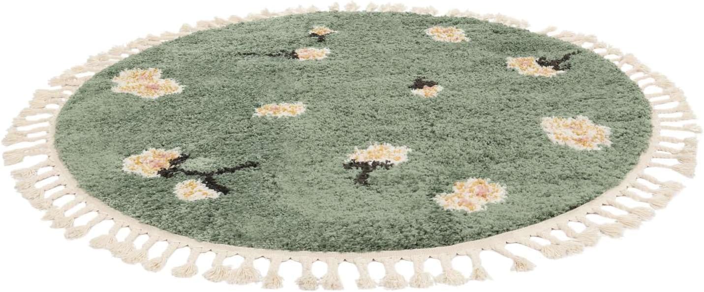Detalle 2 de RugVista Linnea kindertapijt Ø 150 cm, groen, rond en middelpolig