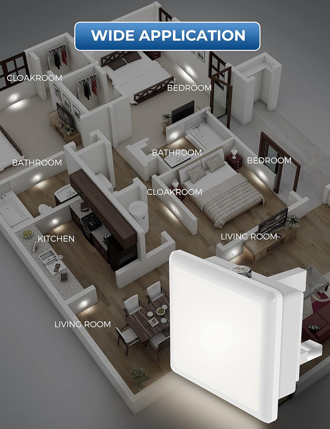 Thumbnail 5 de LOHAS-LED Night Light 2 Pack: Plug-in Wall Night Lights with Dusk to Dawn Sensor, 6000K Cool White