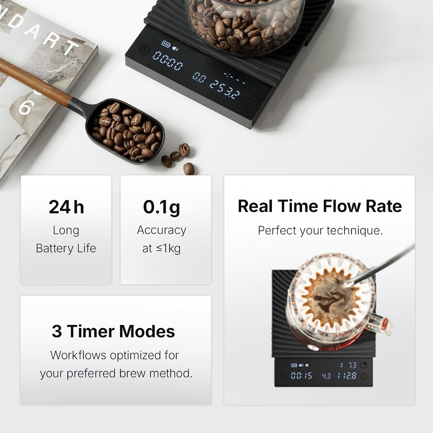Detalle de TIMEMORE Coffee Scale Basic 3.0: Precise, Portable, and Easy to Use