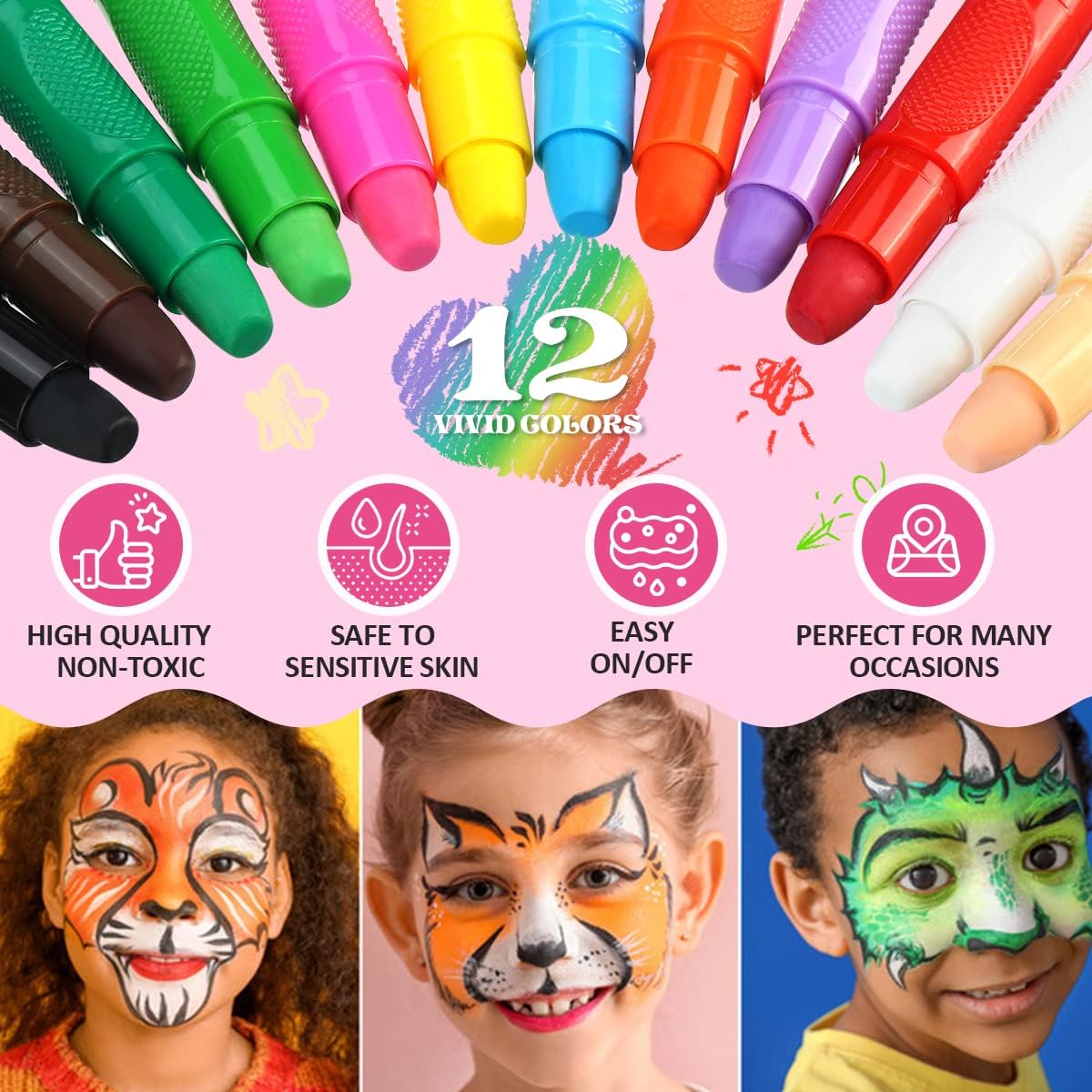 Detalle de Truccabimbi 12 Colori – Body Painting sicuri per bambini, Carnevale e Halloween