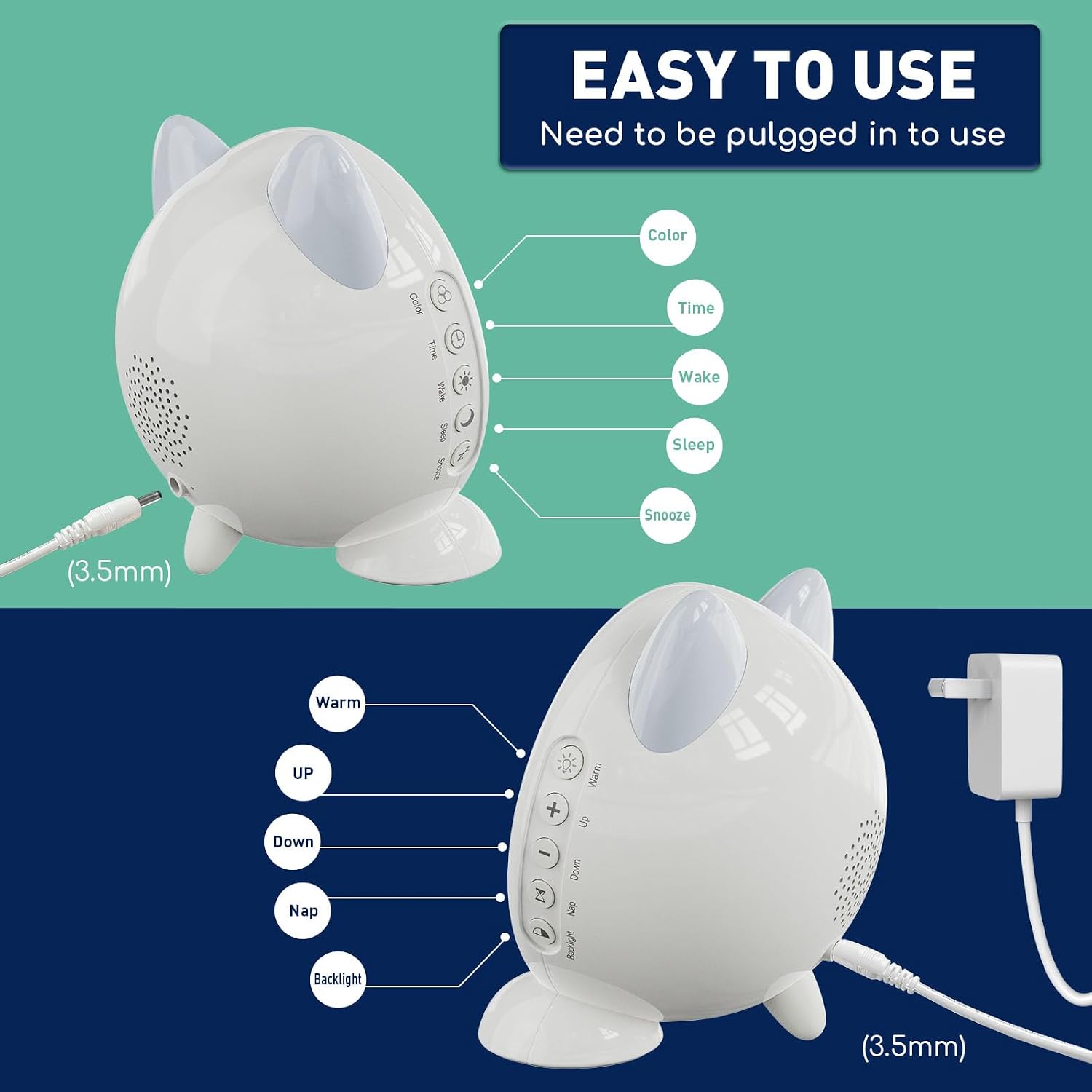 Detalle 1 de I·CODE Time to Wake Kids Alarm Clock