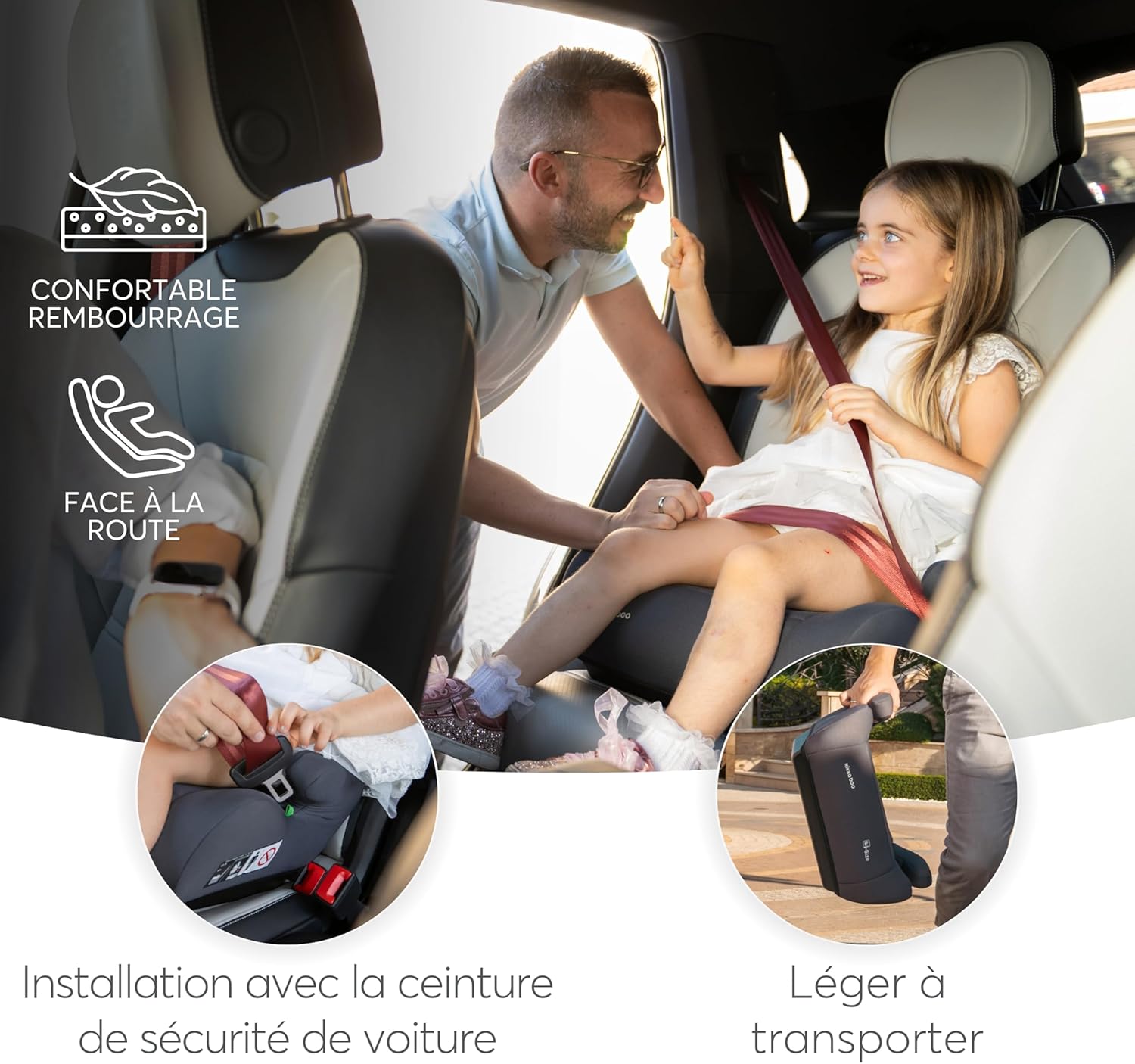 Detalle de KikkaBoo Rehausseur Voiture Enfant i-UP, i-Size — 125–150 cm / 22–36 kg