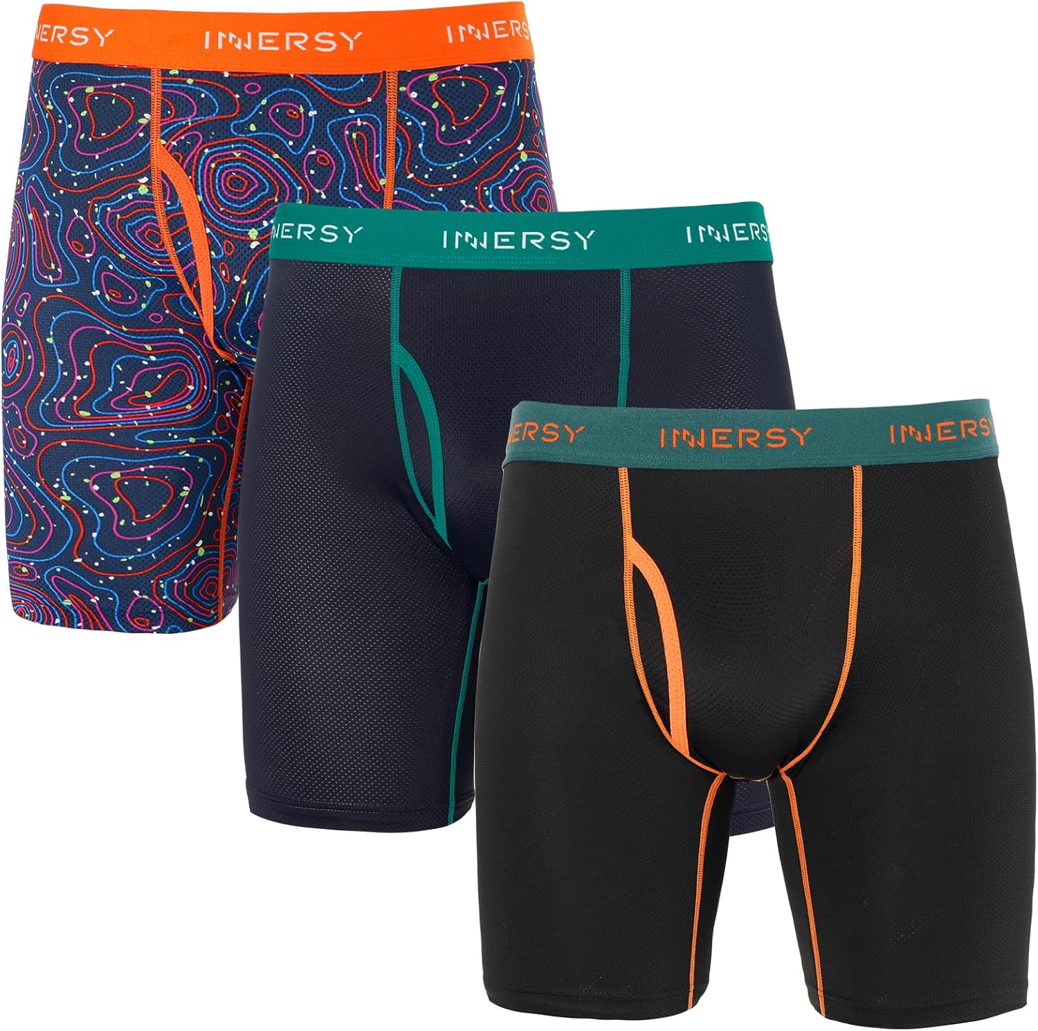 Thumbnail 6 de INNERSY Mens Long Leg Boxers Shorts Anti Chafing Underwear Trunks with Fly Mesh – Pack of 3