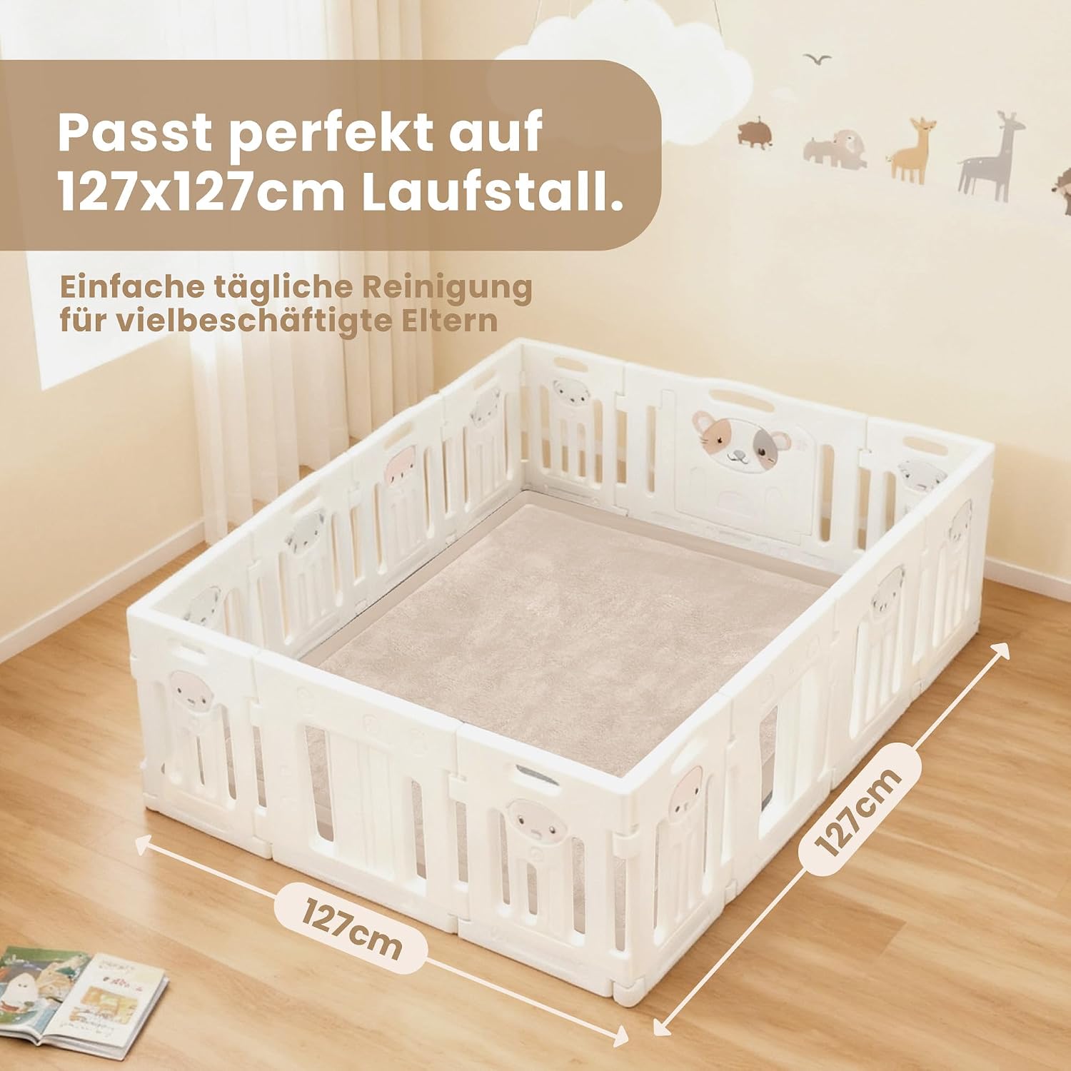 Thumbnail 6 de ACOMOPACK Baby Krabbelmatte 127x127x3,5 cm – rutschfeste, weiche Spielmatte mit Memory-Schaum