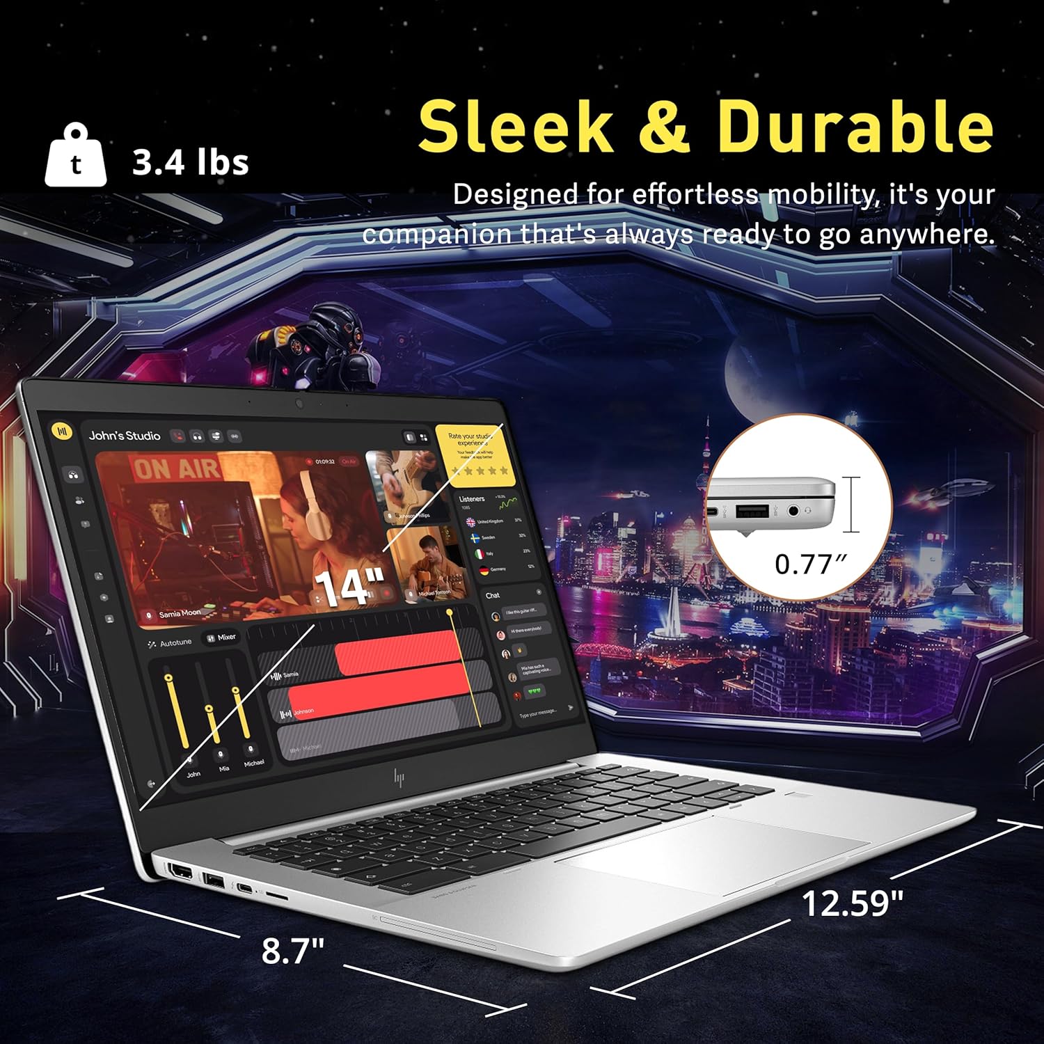 Thumbnail 6 de HP Elite C640 G3 14" FHD Chromebook (i5-1245U, 8GB RAM, 416GB Storage)