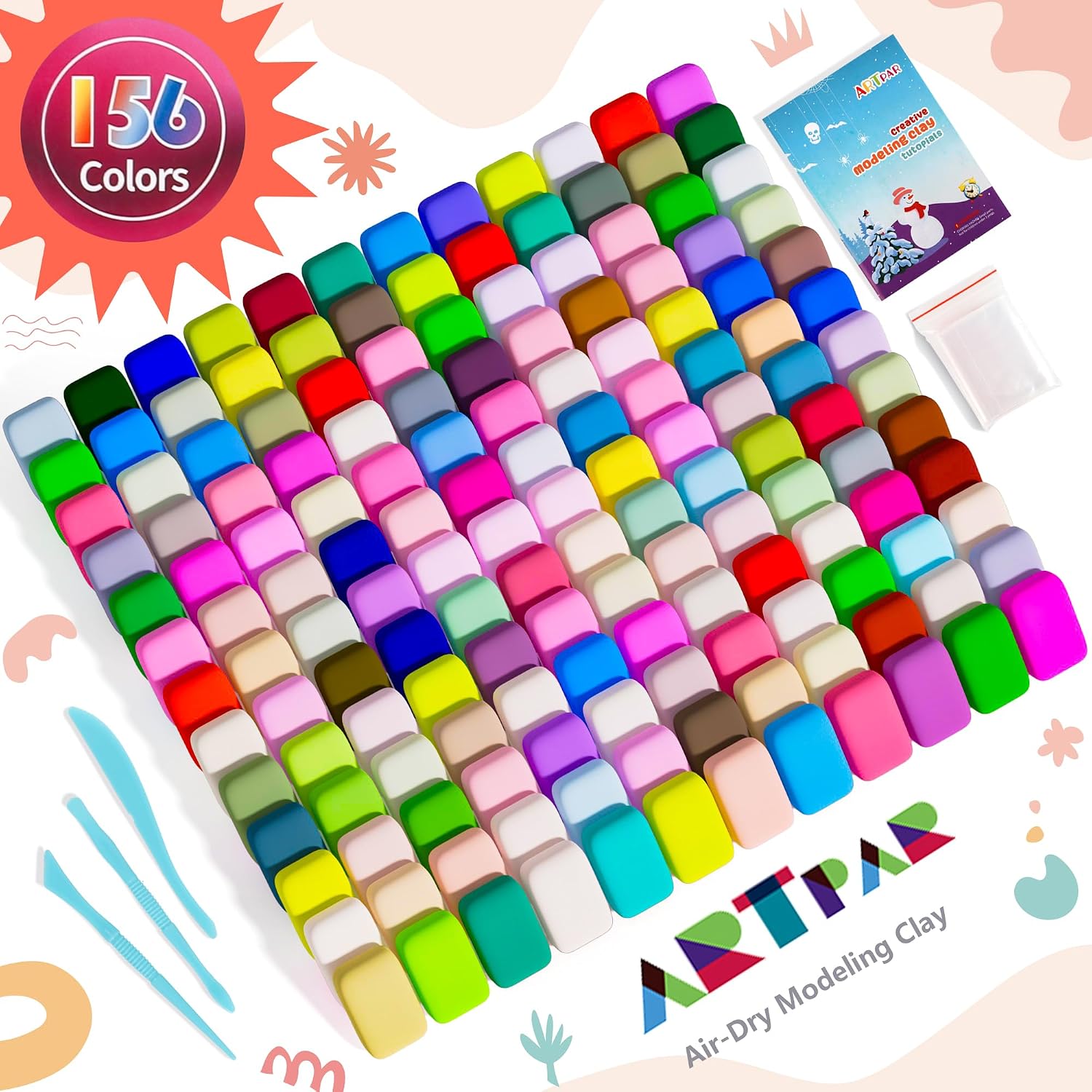 Detalle 2 de ARTPAR Air Dry Clay 156-color bulk kit 🎨