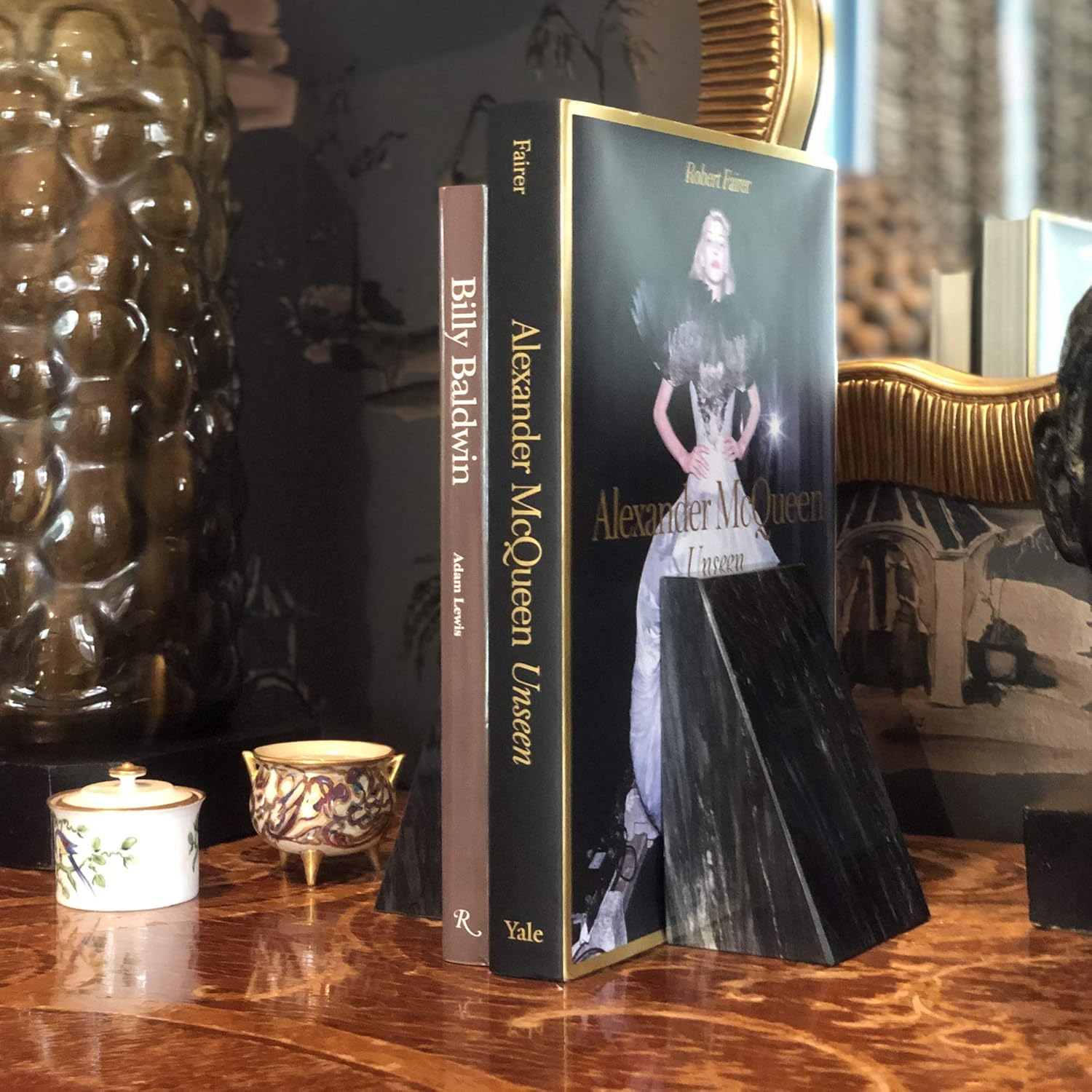 Thumbnail 5 de Fox Run Serre-livres triangulaires en marbre noir ⚙️