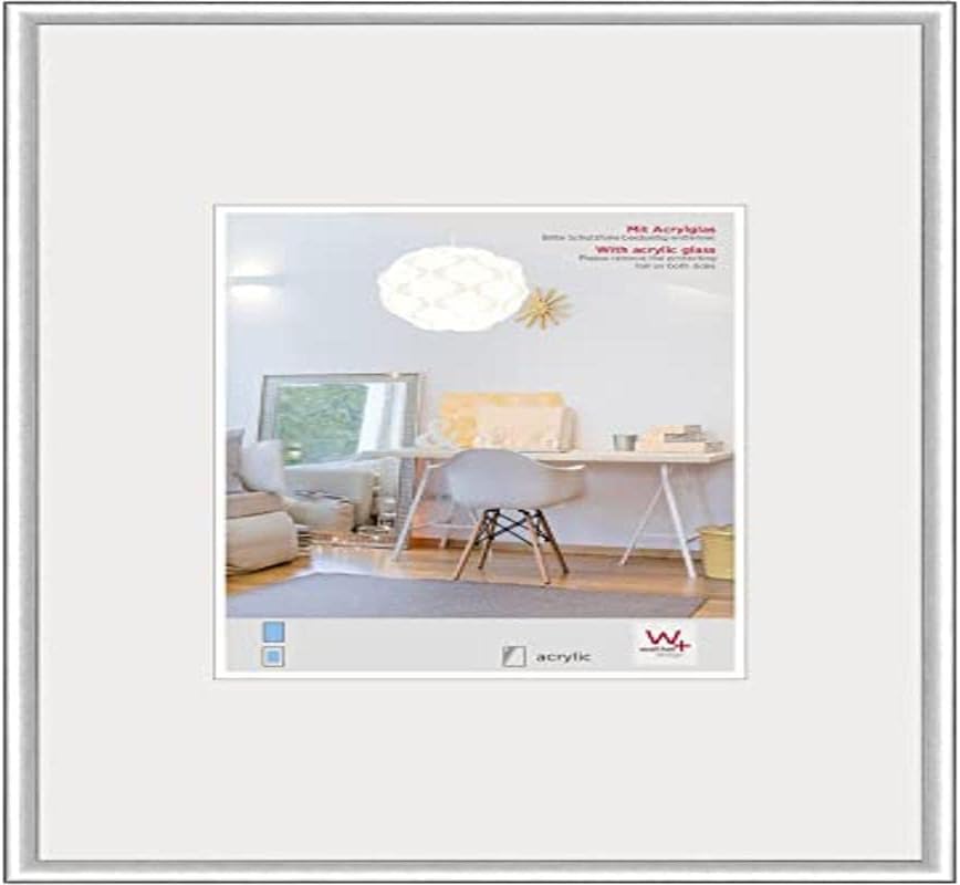 Detalle de Walther Design Cadre photo argent 40 x 60 cm avec verre d’art (KVX460S) en plastique New Lifestyle