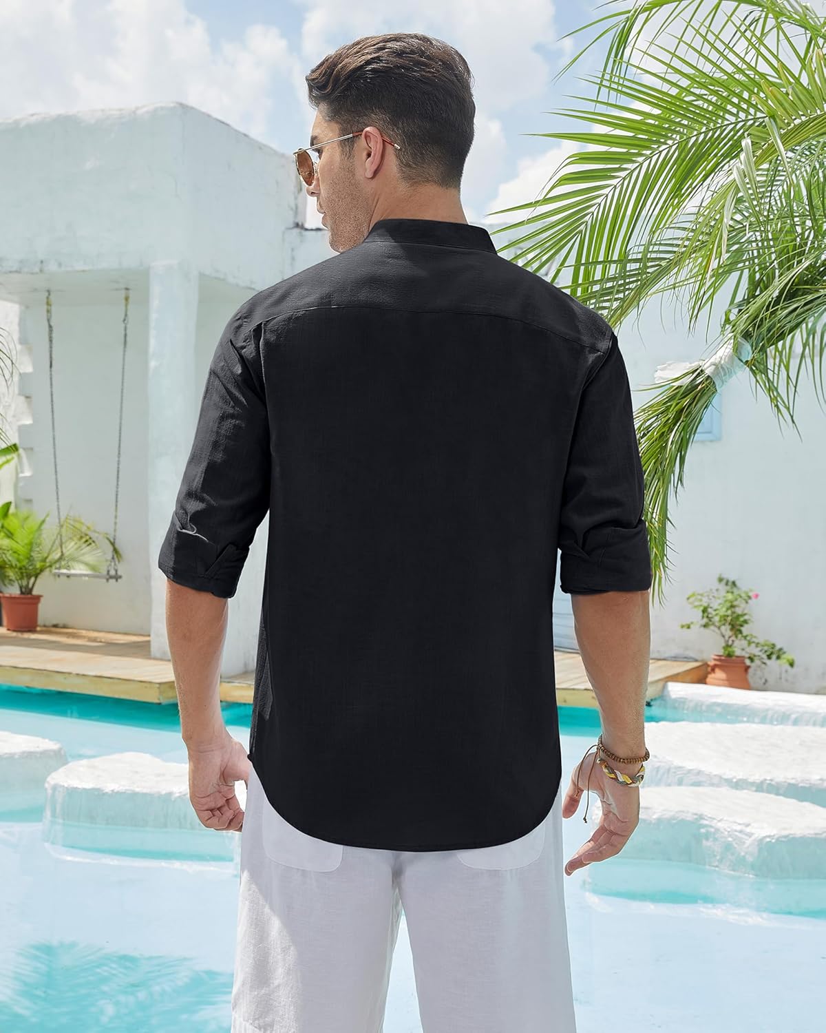 Detalle 2 de siliteelon Herren Leinenhemd mit 70% Baumwolle