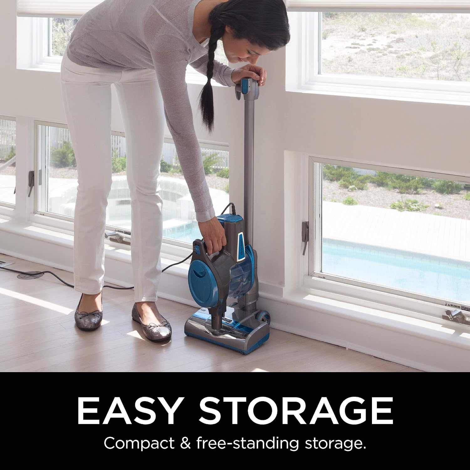 Detalle de Shark Rocket HV300C Corded Stick Vacuum, 2-in-1, Swivel Steering, Blue