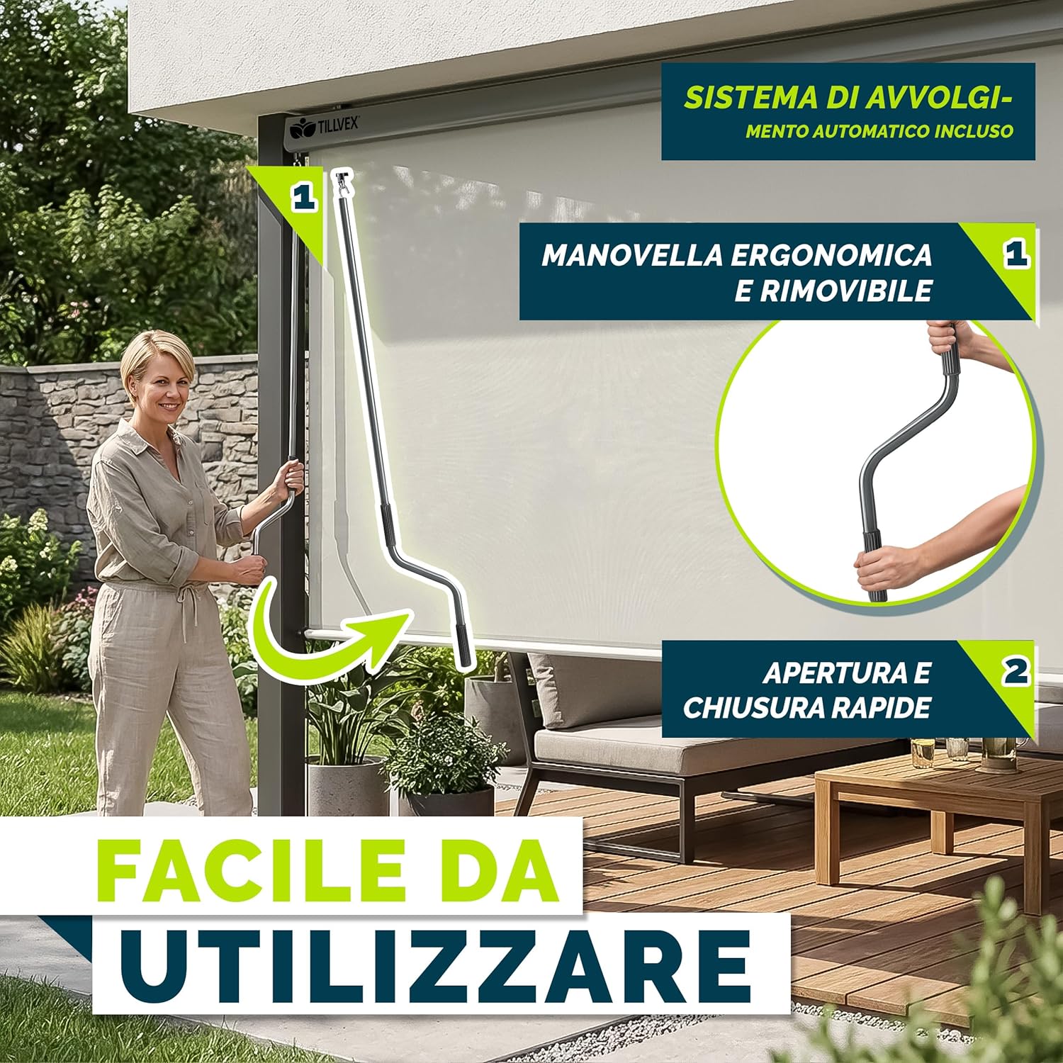 Thumbnail 4 de tillvex Tenda da sole verticale 140 x 250 cm 🏡