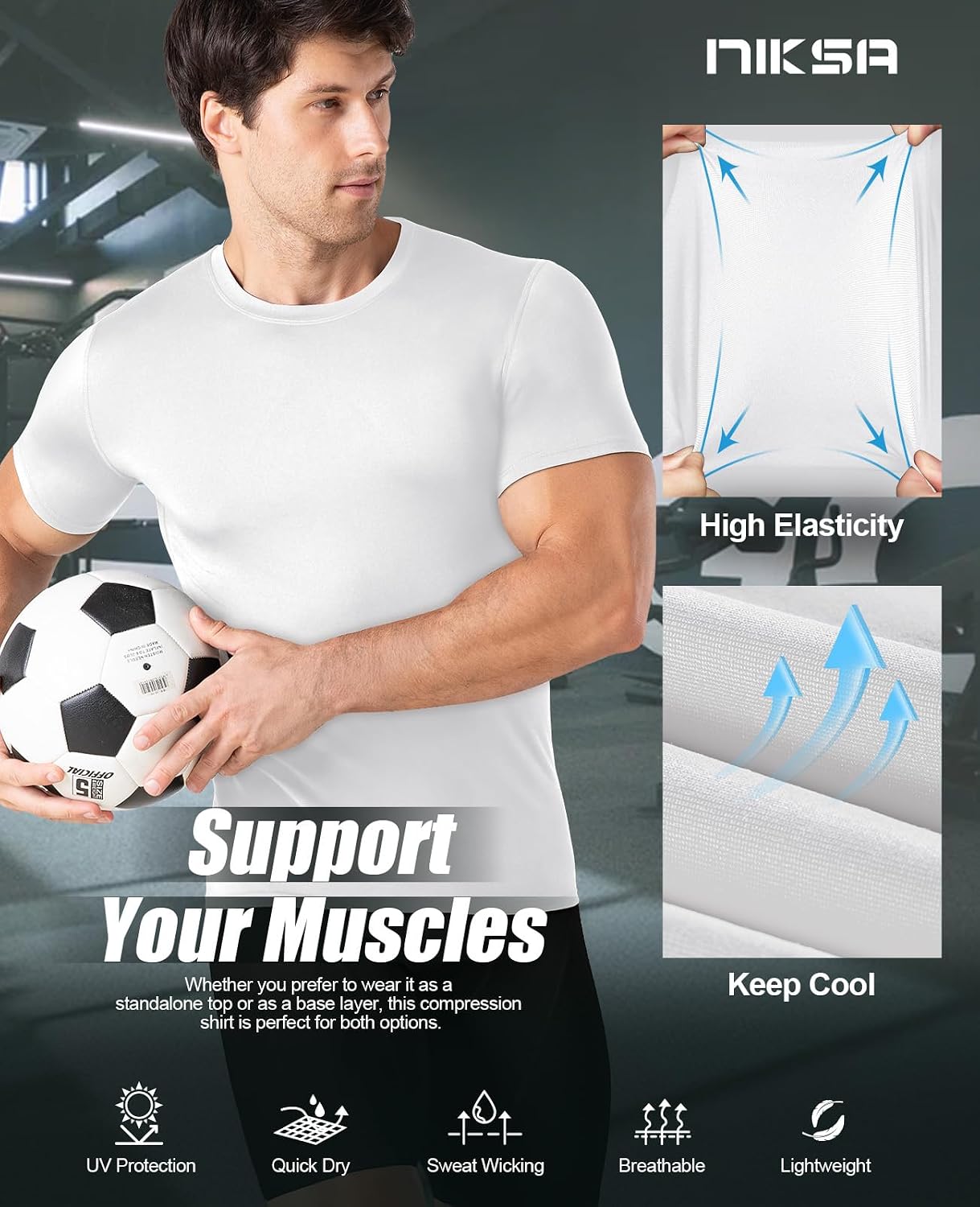 Detalle de Niksa Compression Shirt Men (3 Pack) short sleeve gym & base layer