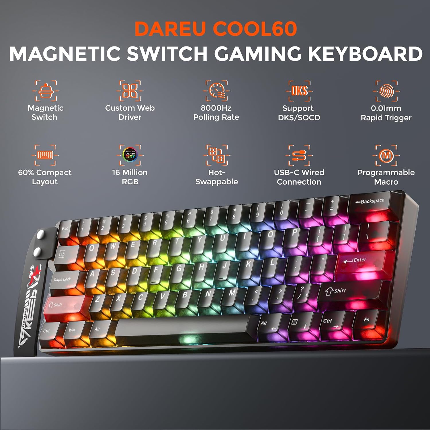 Detalle 2 de DAREU COOL60 tastiera gaming magnetica 60%