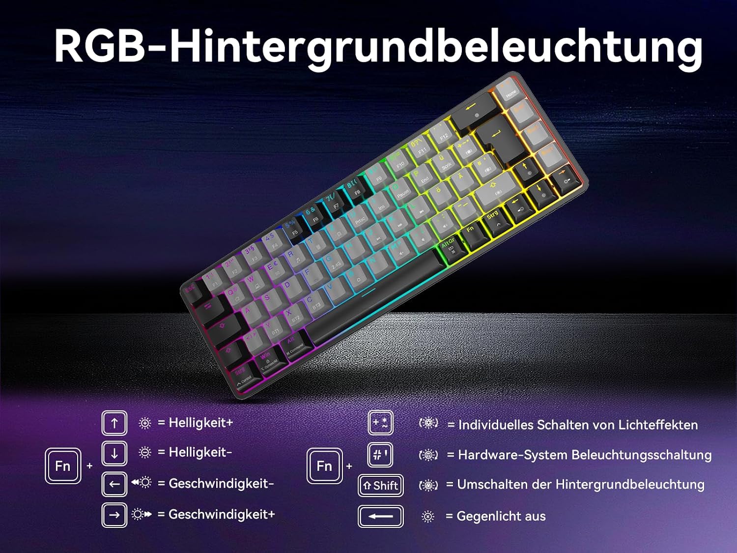 Detalle 2 de Dierya DK68 Kabellose Gaming Tastatur