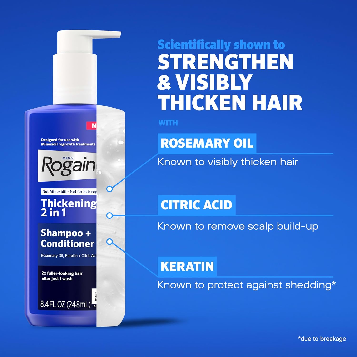 Thumbnail 5 de Rogaine Men's Thickening 2-in-1 Shampoo 8.4 fl oz