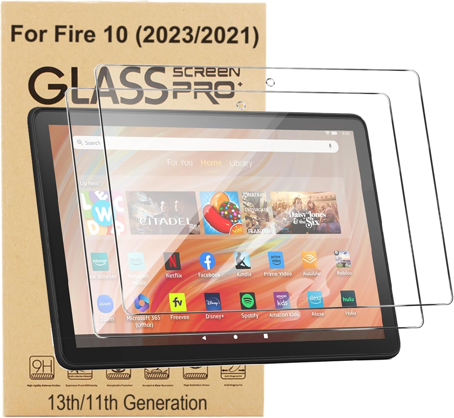 Detalle de Ytuomzi Tempered Glass Screen Protector for 10.1" Kids Tablet (2023 Model) – 2 Pack, 9H Anti-Scratch