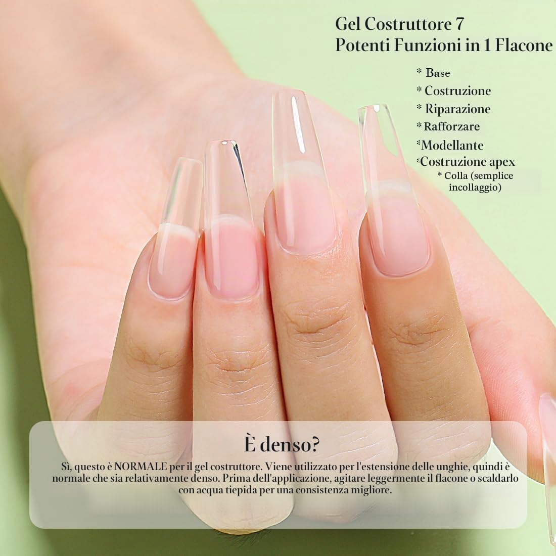Detalle de AIMEILI 7 in 1 Clear Builder Base Gel: base gel 10 ml + no wipe top coat per unghie, UV/LED