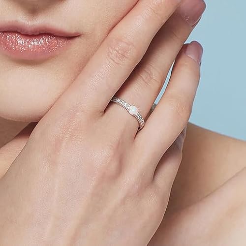 Detalle 2 de Meissa bague empilable en argent 925, opale et zircone cubique, réglable