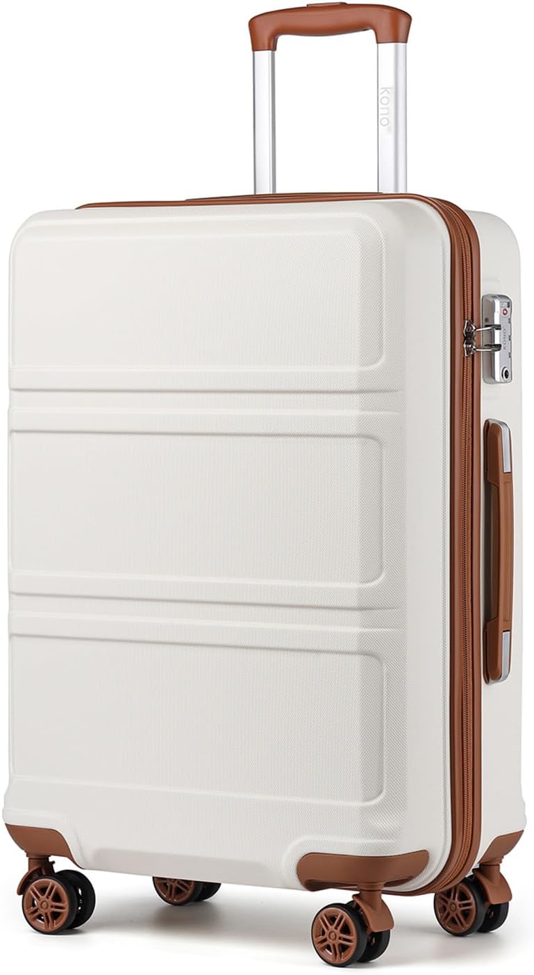 Detalle de Kono Suitcase Lightweight ABS+PC Hard Shell 24" Hand Luggage with TSA Lock and 4 Spinner Wheels