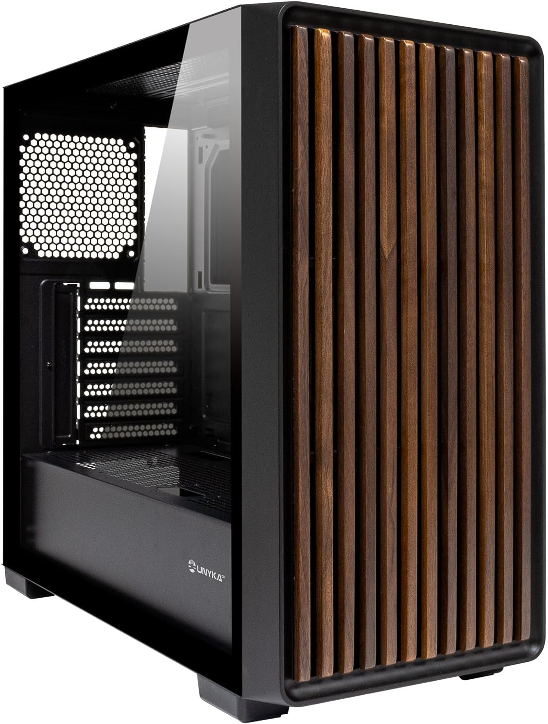 Detalle 1 de UNYKAch REVELAT MADEIRA Black – obudowa Full Tower z drewnianym frontem