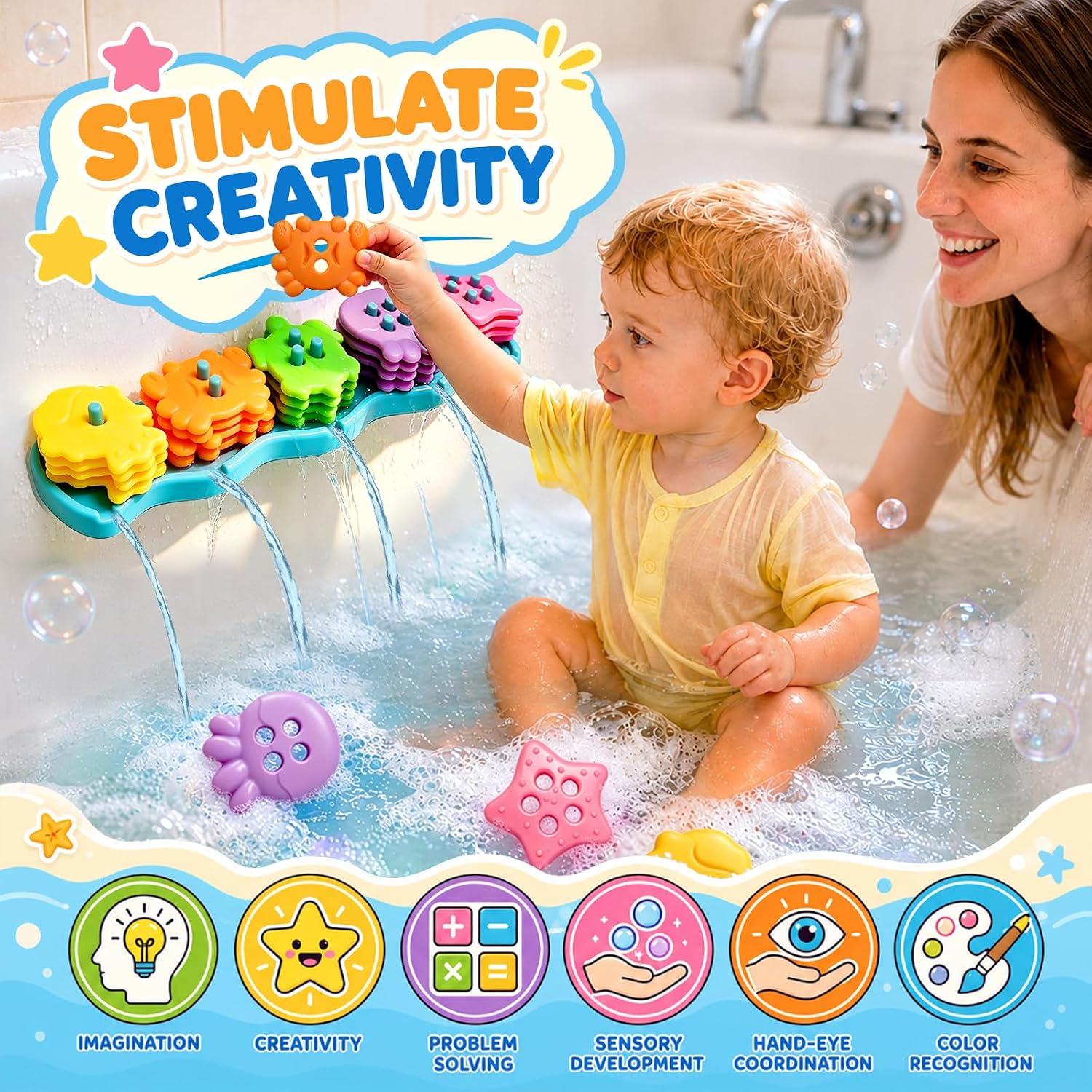 Thumbnail 1 de Baby Bath Toys: 20-Piece Mould-Free Sorting & Stacking Set for 1–4 Year Olds