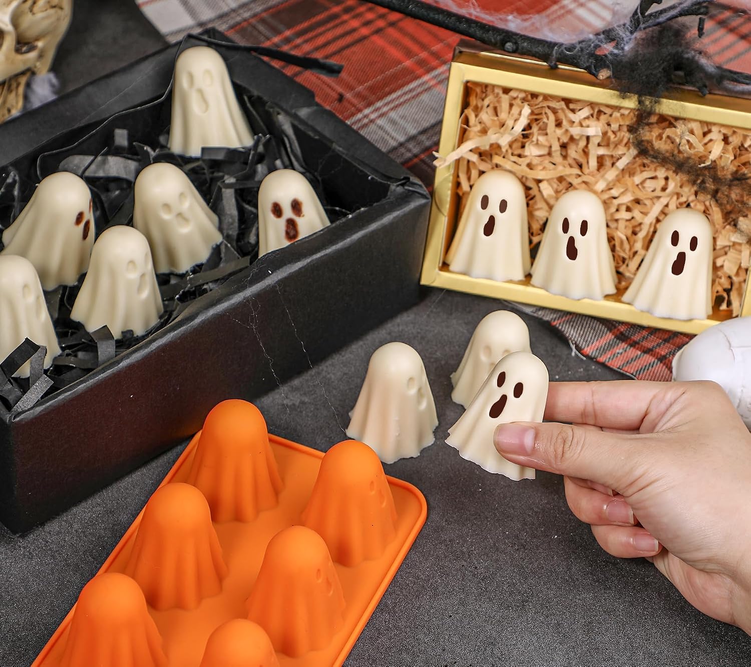 Detalle 1 de Kamehame KA24008DE siliconen Halloweenvormen, 2 stuks, 8 holtes, BPA-vrij